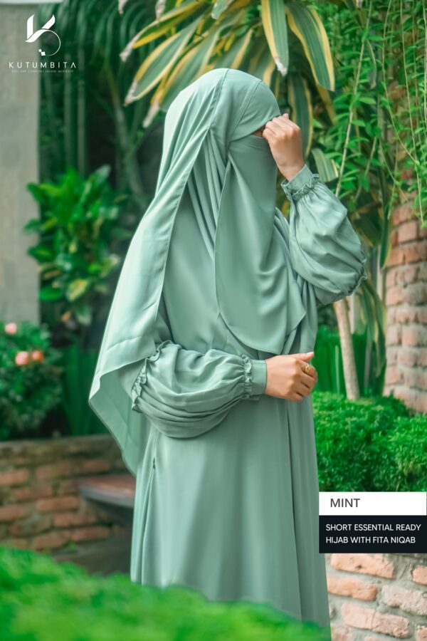 Short Essential Ready Hijab With Fita Niqab - Mint
