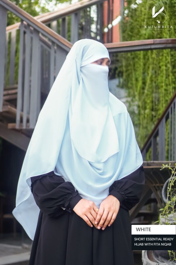Short Essential Ready Hijab With Fita Niqab - White