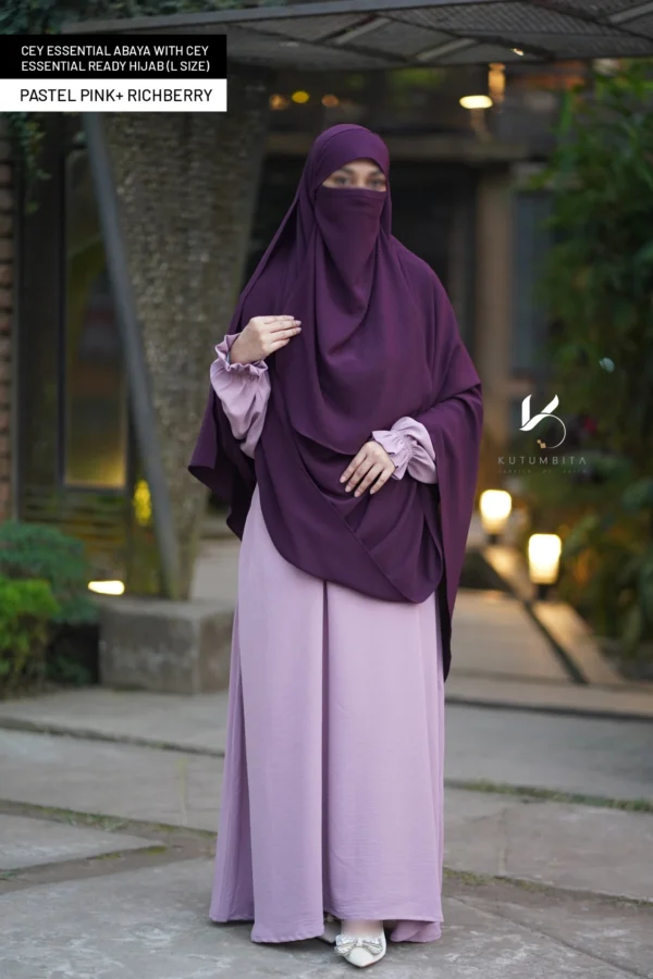 CEY Essential Abaya-Pastel Pink