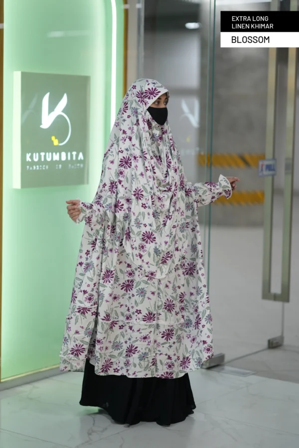 Extra Long Linen Khimar-Blossom