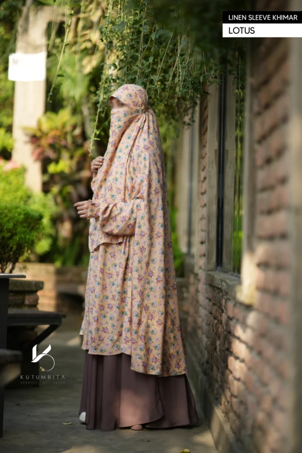 Linen Instant Sleeve Khimar- Lotus
