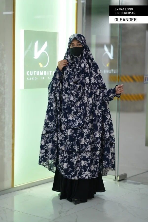Extra Long Linen Khimar-Oleander
