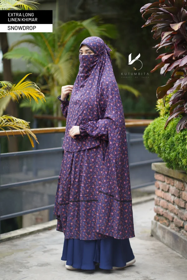 Extra Long Linen Khimar-Snowdrop
